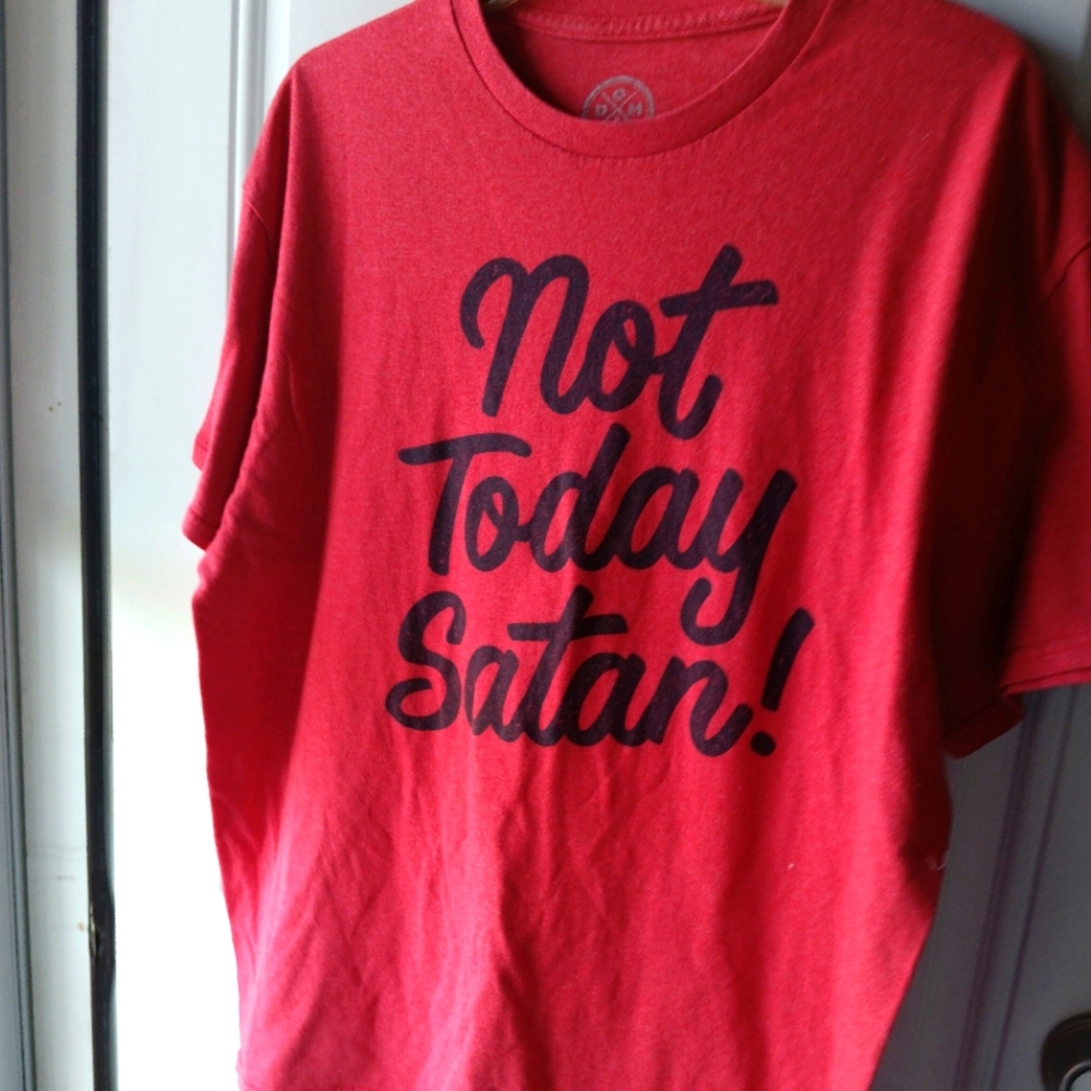 Not Today Satan! Red Graphic Tshirt Size Large